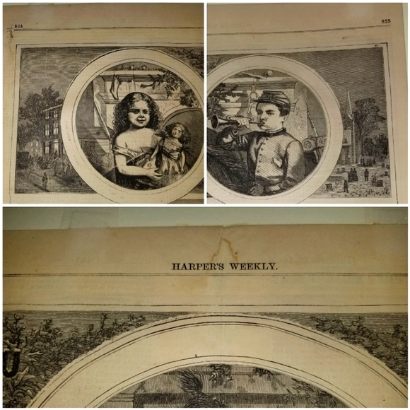 C1865 HARPERS WEEKLY civil war CENTERFOLD ENGRAVING Christmas THOMAS NAST SANTA - Picture 4 of 9